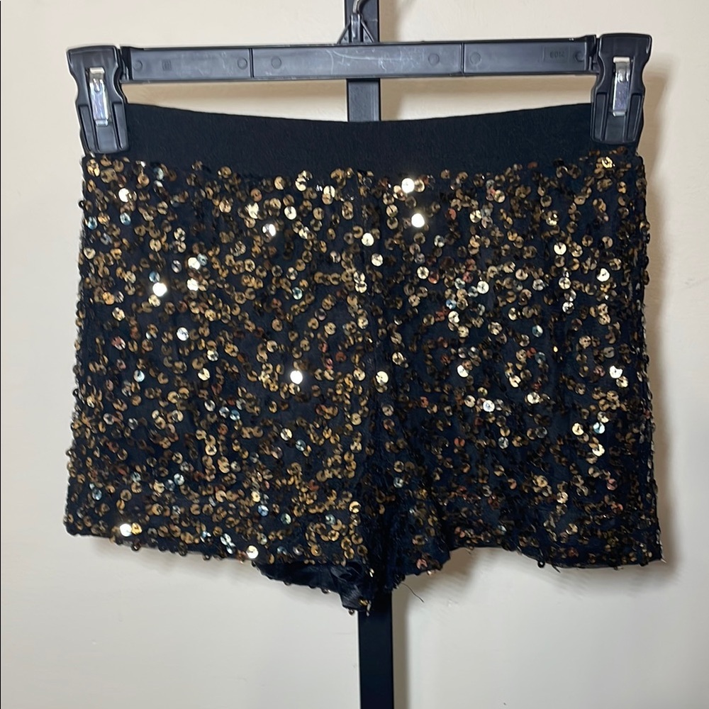 Glamorous Authentic Icon Sequin Shorts in Black and Gold